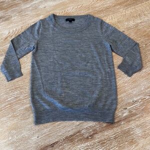 Like New J. Crew  Flat Knit 100% Merino Wool Sweater in Marled Grey Women's XS